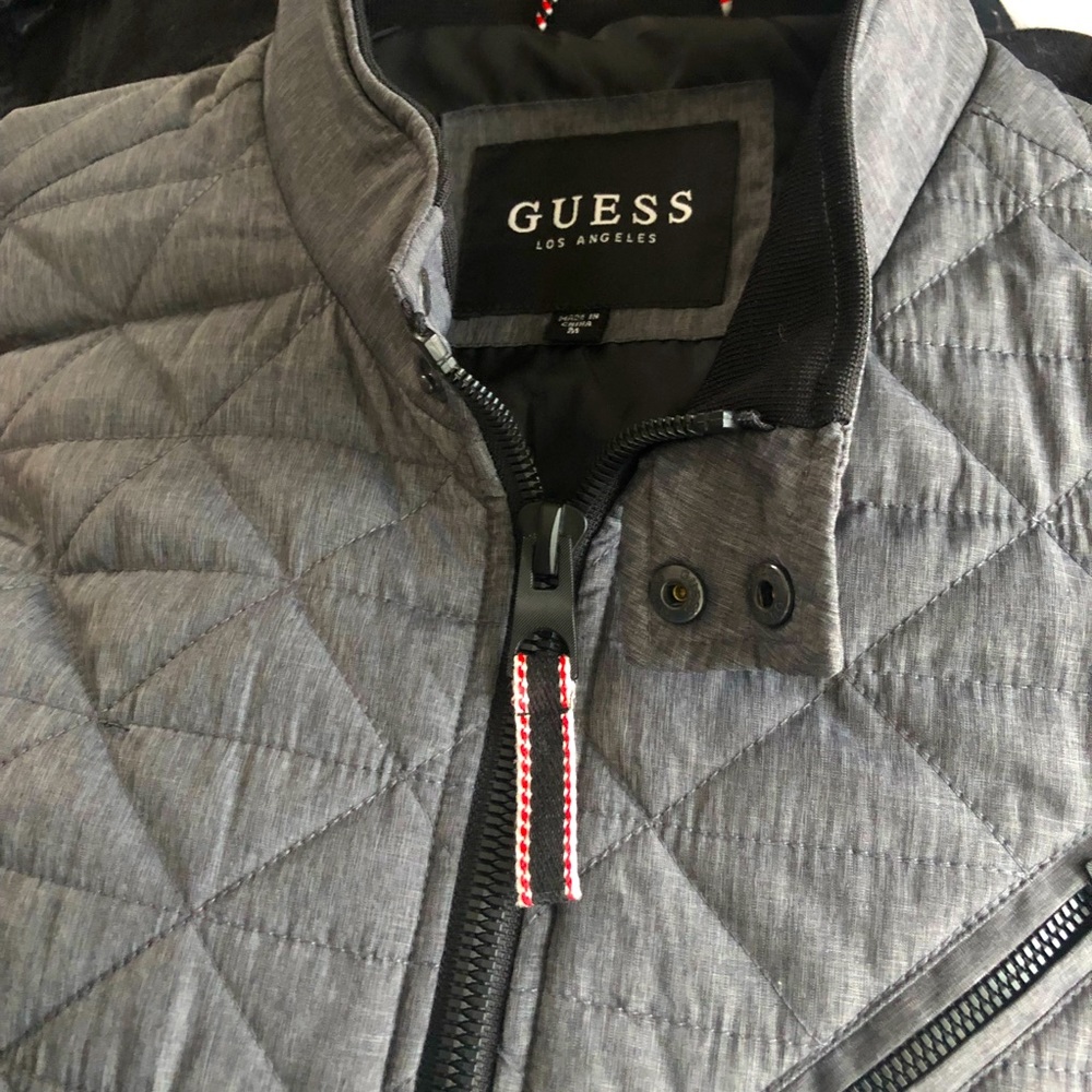 Guess Brand Gray Men’s Quilted Bomber Jacket